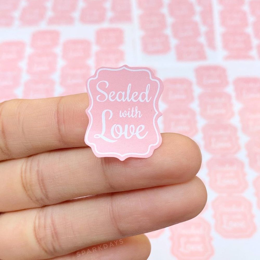 Pink Shipped With Love Stickers